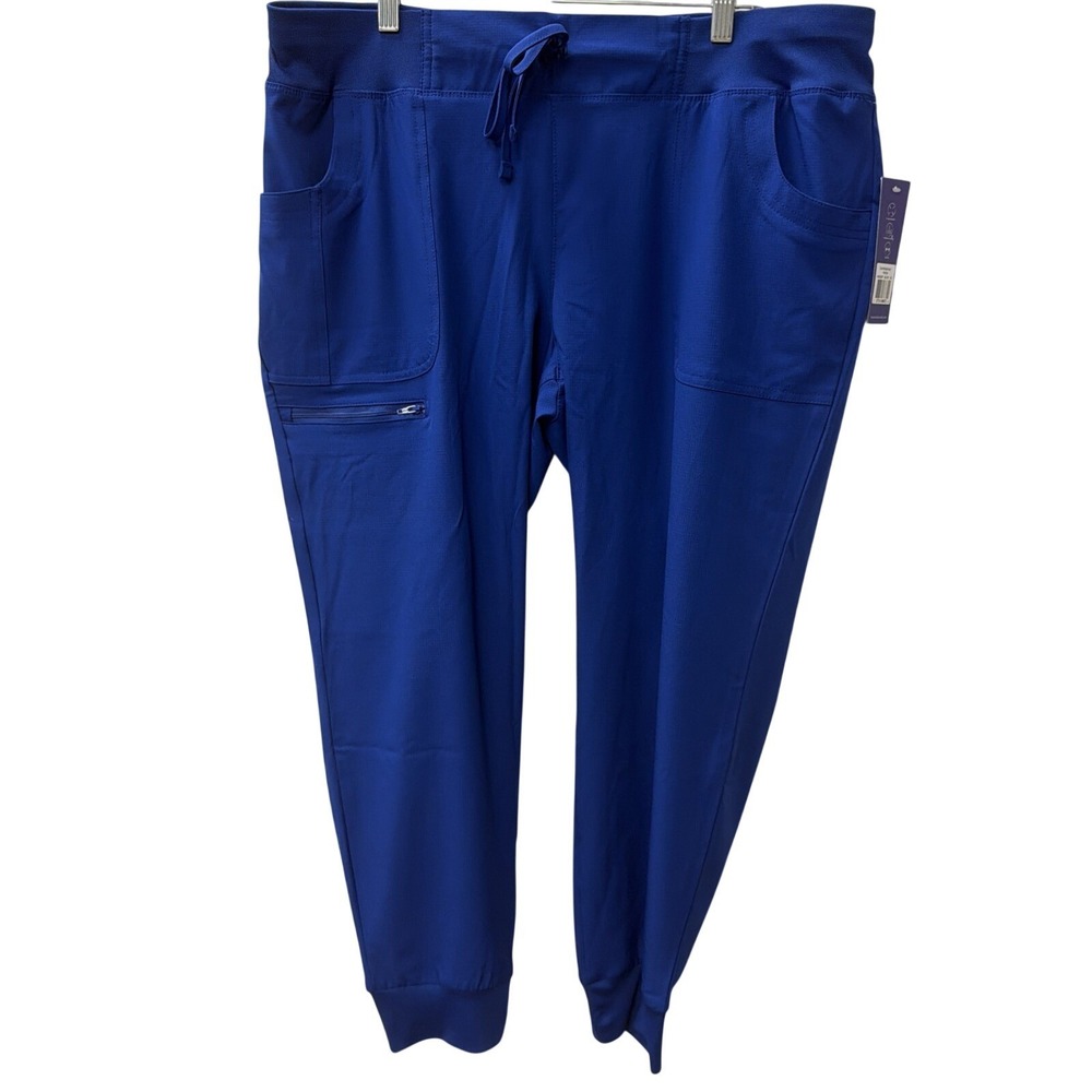 HeartSoul Break On Through Royal Blue Jogger Scrub Pants HS030P XL Petite Womens